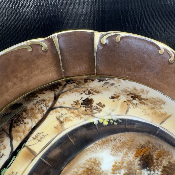 Antique Norcrest Hand Painted Ashtray Dish Plate Beautiful Scene Fine Porcelain - Picture 5 of 14